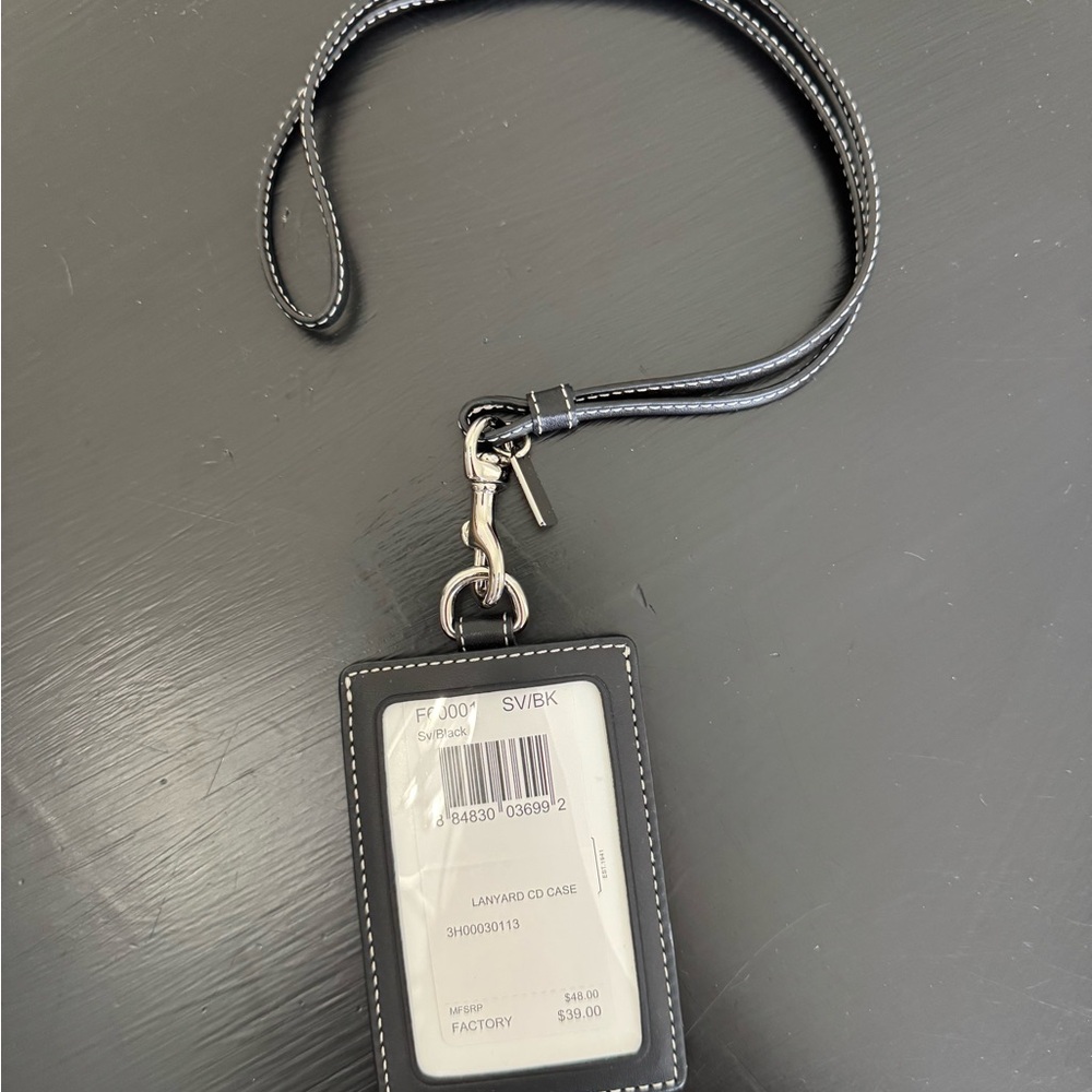 Coach Black Lanyard ID Card Holder